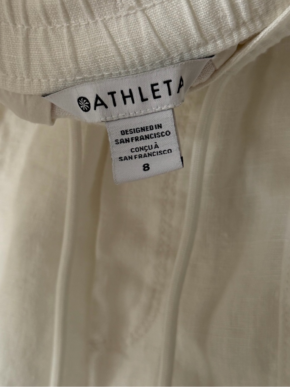Athleta Retreat Linen Jogger Pants White Size 8 Calla Lily Coastal Grandma - Picture 4 of 5